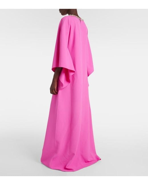 Safiyaa Pink Amarella Crystal-Embellished Crepe Gown