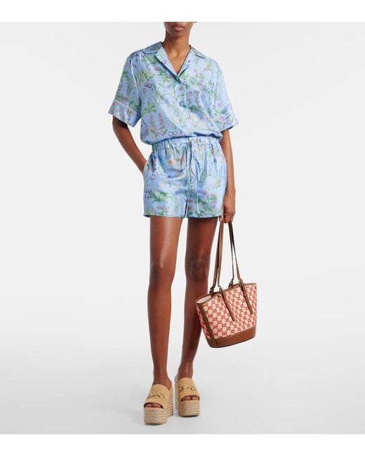 Gucci Red Gg Small Raffia-Effect Tote Bag