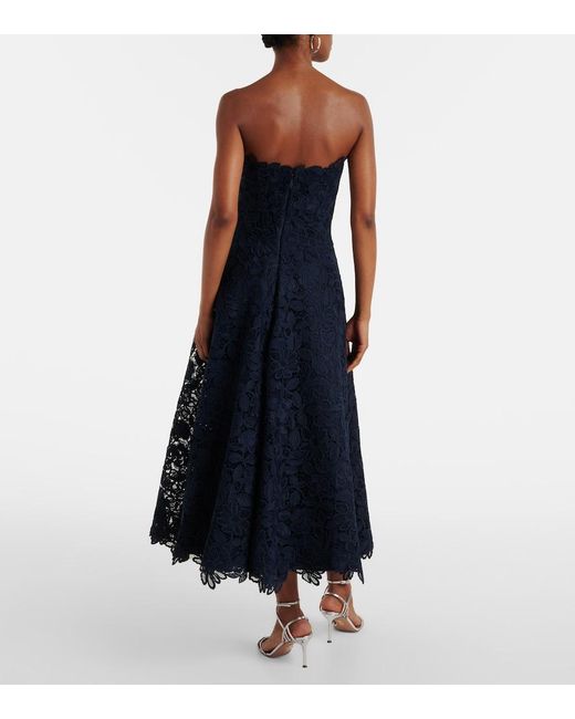 Costarellos Blue Mariela Applique Lace Gown
