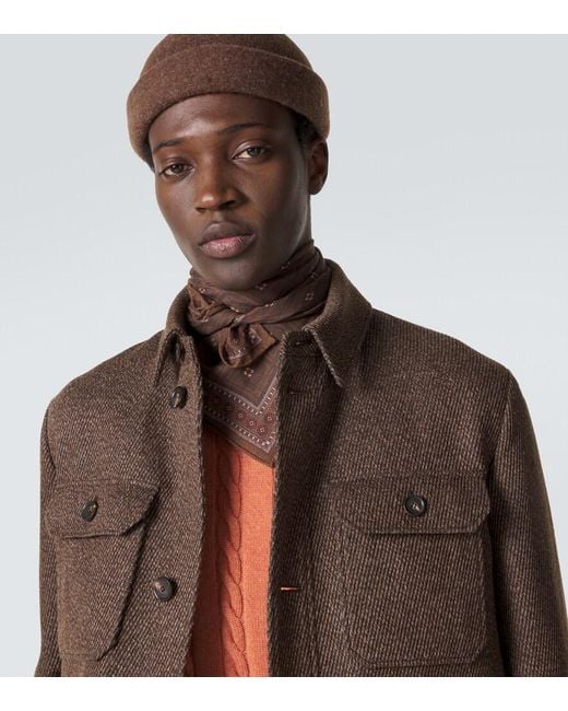 Loro Piana Brown Henry Cashmere And Silk Scarf for men