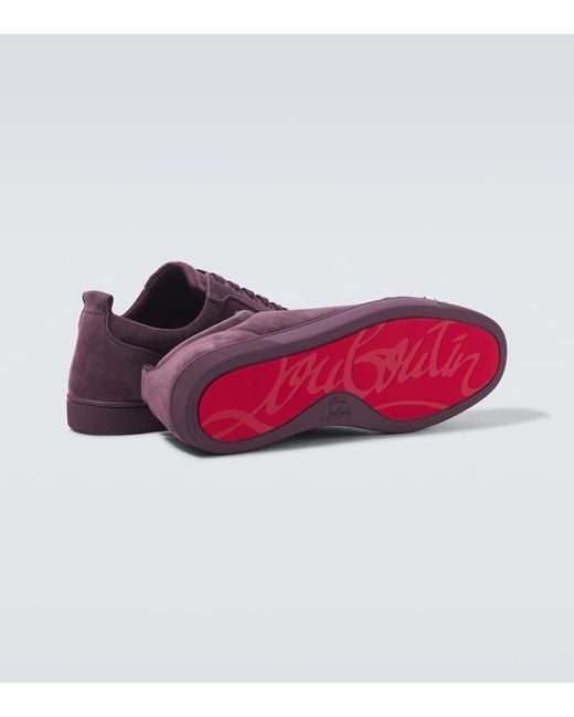 Christian Louboutin Sneakers Louis Junior Spikes Aus Veloursleder in Purple für Herren