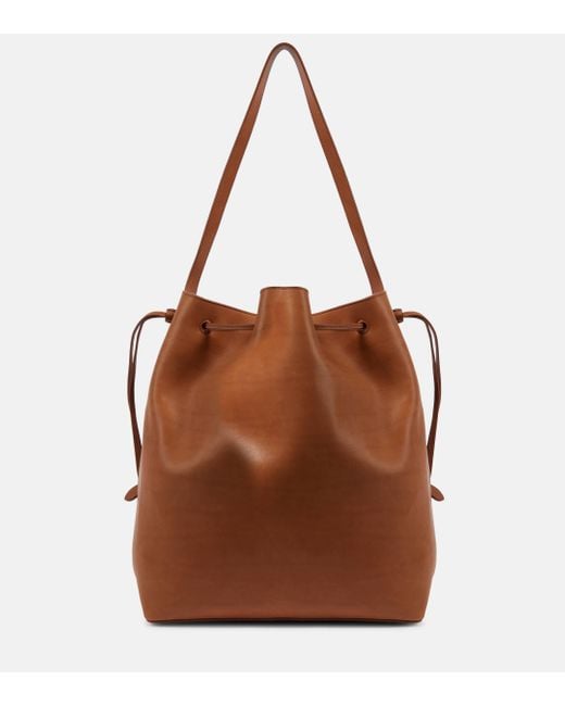 The Row Brown Belvedere Leather Bucket Bag