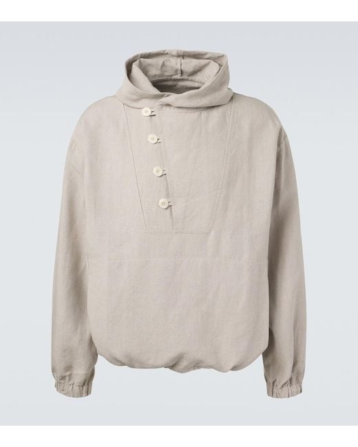 STÒFFA Gray Hooded Linen Jacket for men