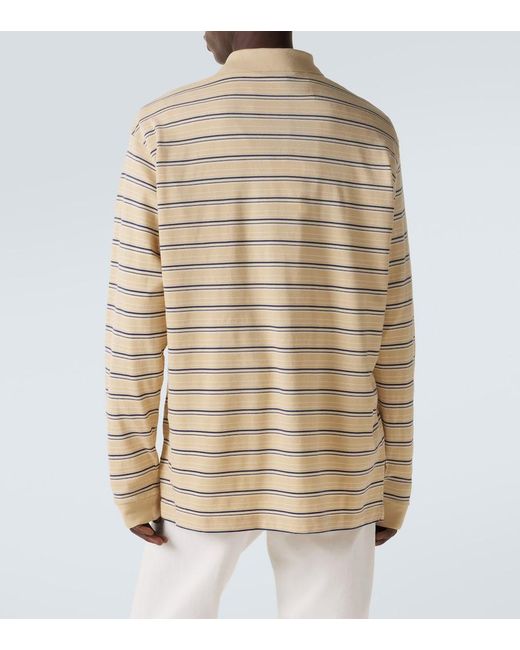 Prada Natural Striped Cotton Pique Polo Shirt for men