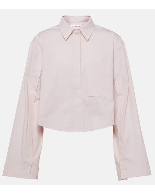 Camisa en mezcla de algodon cropped Victoria Beckham de color Pink