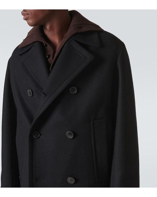 Dries Van Noten Mantel Aus Einem Wollgemisch in Black für Herren