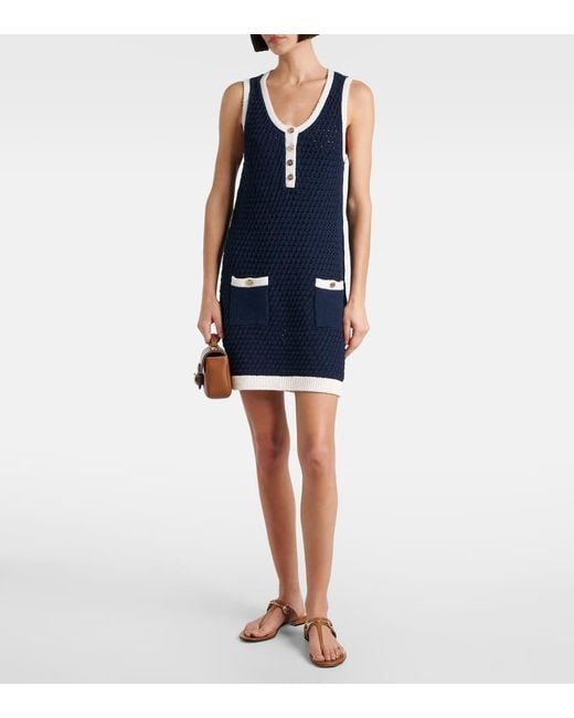 Gucci Blue Minikleid Aus Einem Baumwollgemisch