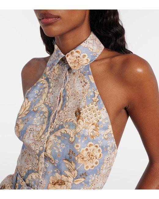Zimmermann Natural Daylight Printed Linen Romper