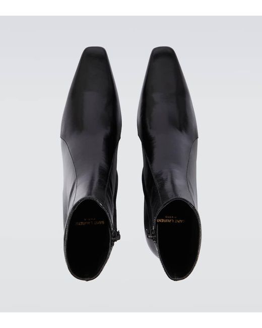 Saint Laurent Black Rainer Leather Ankle Boots for men
