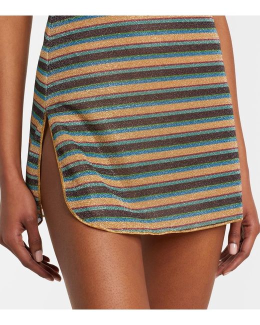 Oseree Green Lumiere Striped Minidress