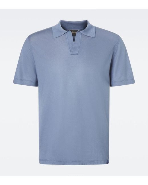 Brioni Blue Silk Polo Shirt for men