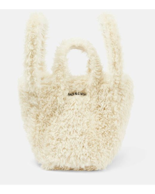 Balenciaga White Everyday 2.0 Xs Faux Fur Tote Bag