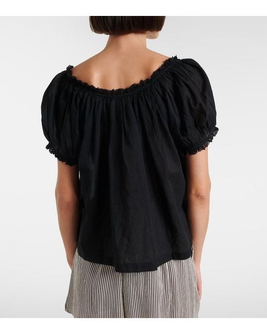 Doen Black Frederica Cotton Voile Top
