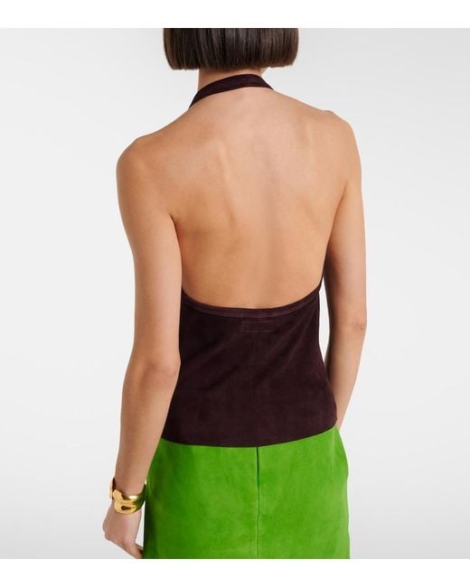 Stouls Purple Cherry Halterneck Suede Top
