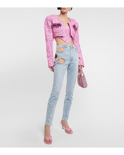 Area Pink Heart Embellished Crop Top
