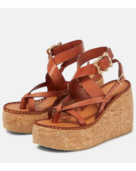 Sandali infradito in pelle con zeppa di Zimmermann in Marrone Lyst