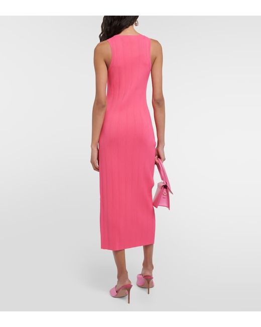 FRAME Pink Midikleid Aus Rippstrick