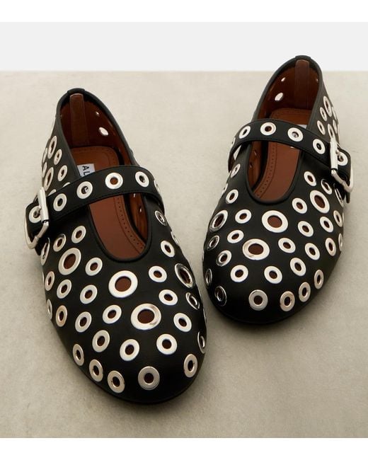 Alaïa Black Studded Leather Ballet Flats