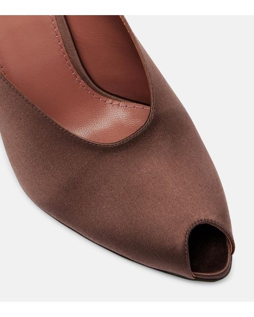 Paris Texas Brown Nina 105 Satin Wedge Mules
