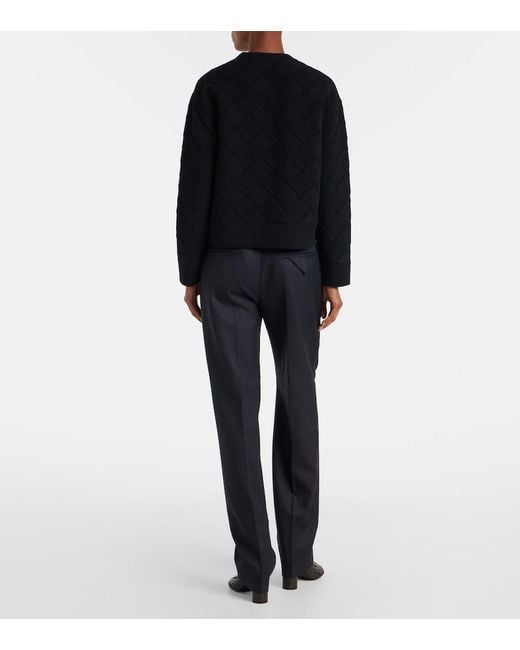 Bottega Veneta Black Intreccio Wool-Blend Sweater