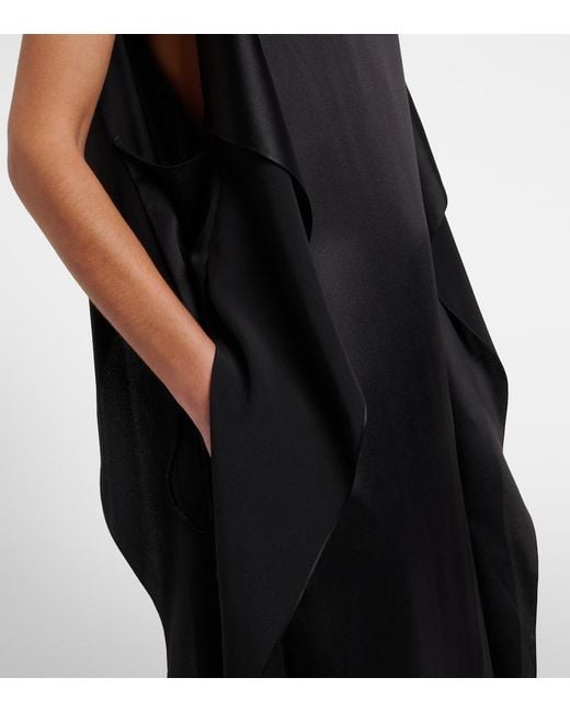The Row Black Kylo Ruffled Silk Maxi Dress