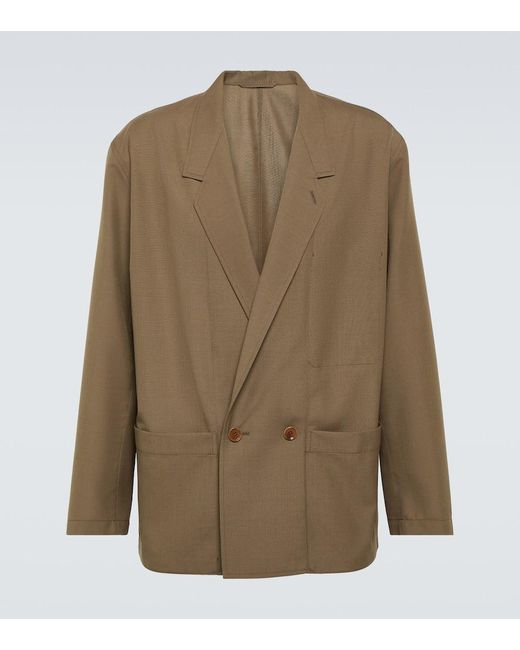Lemaire Green Double-breasted Twill Jacket for men