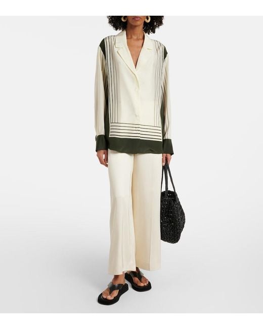 Sir Natural Leilana Striped Silk Crepe De Chine Shirt