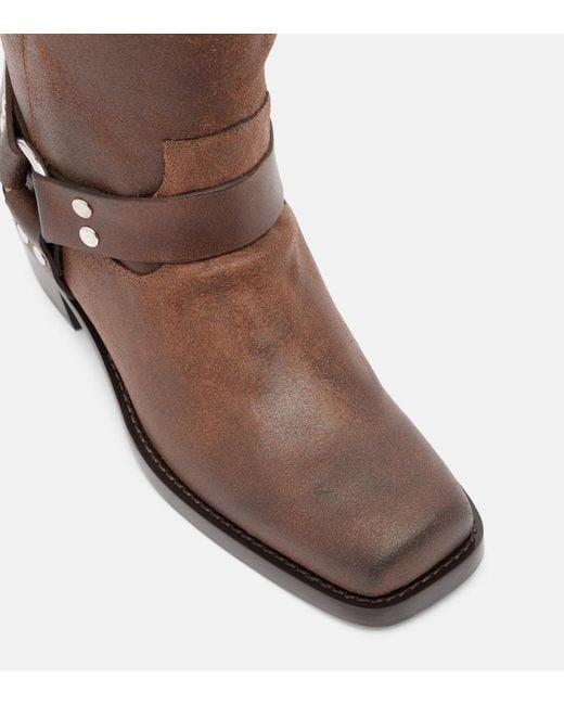 Paris Texas Brown Roxy Distressed Leather Biker Boots
