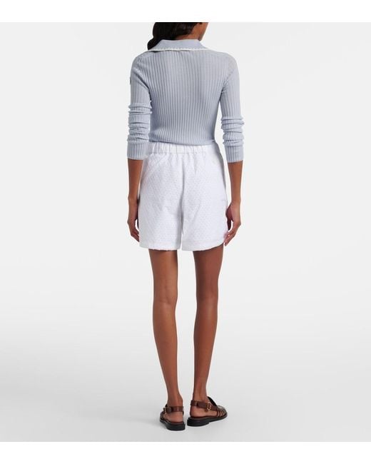 Moncler White Broderie Anglaise Cotton Shorts