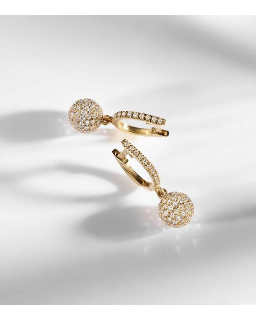 Ileana Makri Metallic Diamond Ball 18Kt Drop Earrings With Diamonds