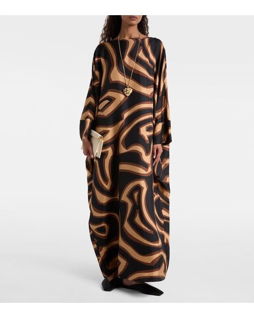 Emilio Pucci Brown Labirinto Silk Satin Kaftan