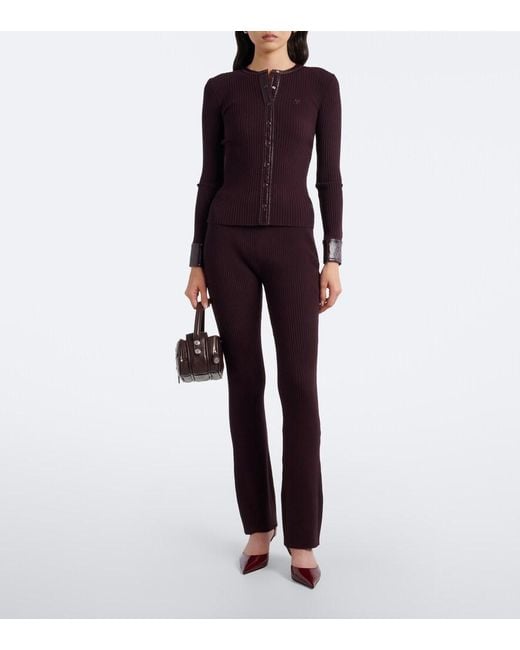 Courreges Blue Ribbed-Knit Cardigan