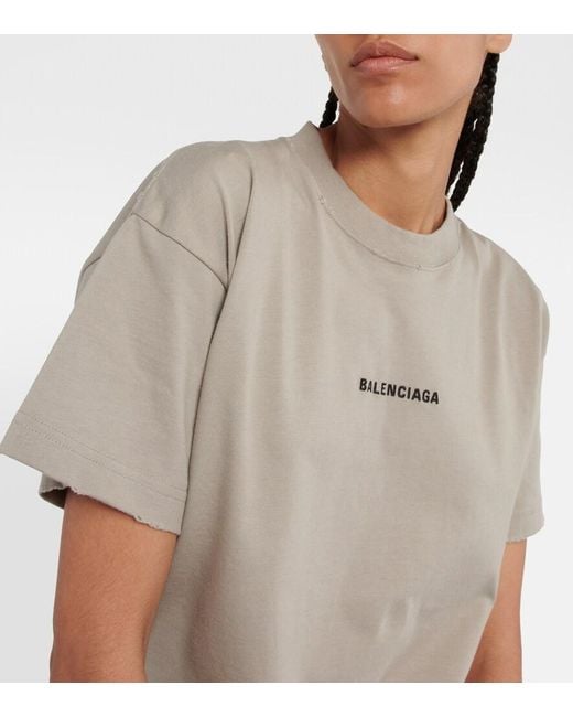 Balenciaga Gray Logo-embroidered T-shirt