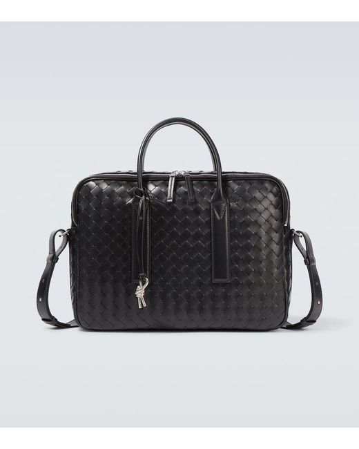 Bottega Veneta Black Getaway Intrecciato Leather Briefcase for men