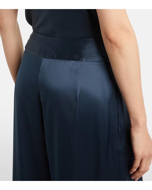 The Sei Blue High-Rise Silk Wide-Leg Pants