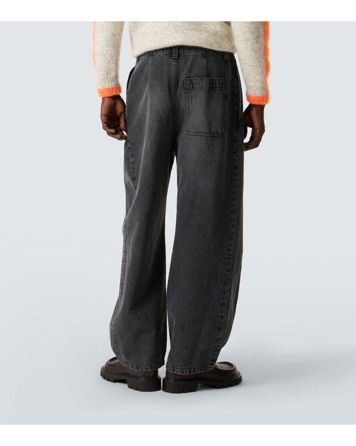 Loewe Gray Pleated Barrel-Leg Jeans for men