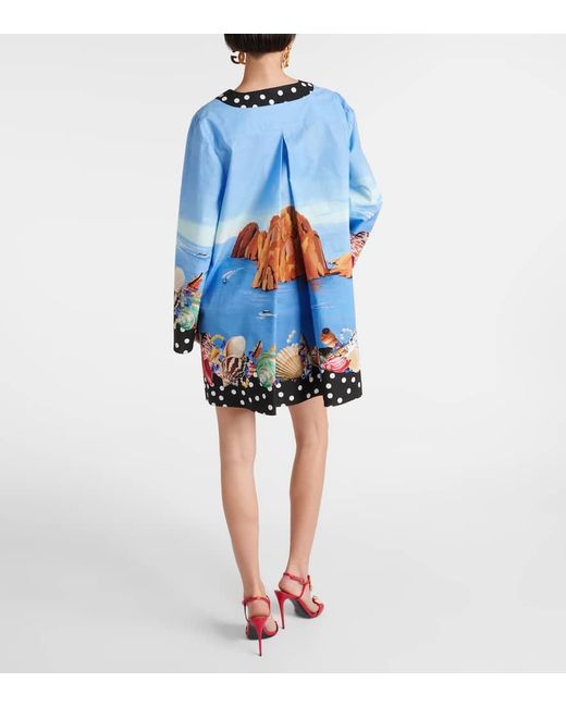 Dolce & Gabbana Blue Capri Printed Cotton Kaftan
