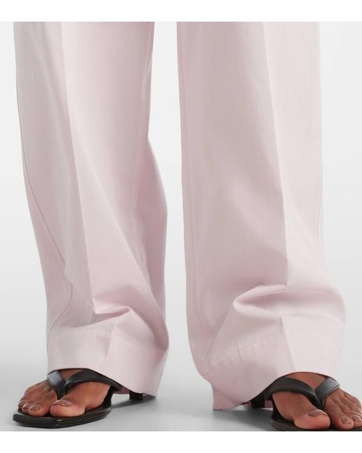 Pantalones Rectos De Algodon Totême  de color Pink