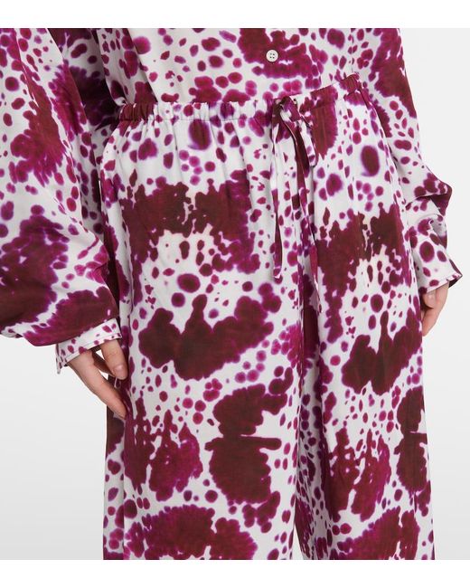 Dries Van Noten Purple Crepe Straight Pants