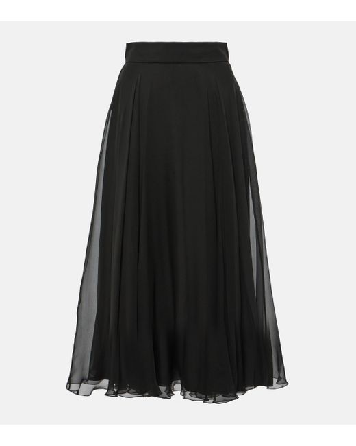 Dolce & Gabbana Black Chiffon Midi Skirt