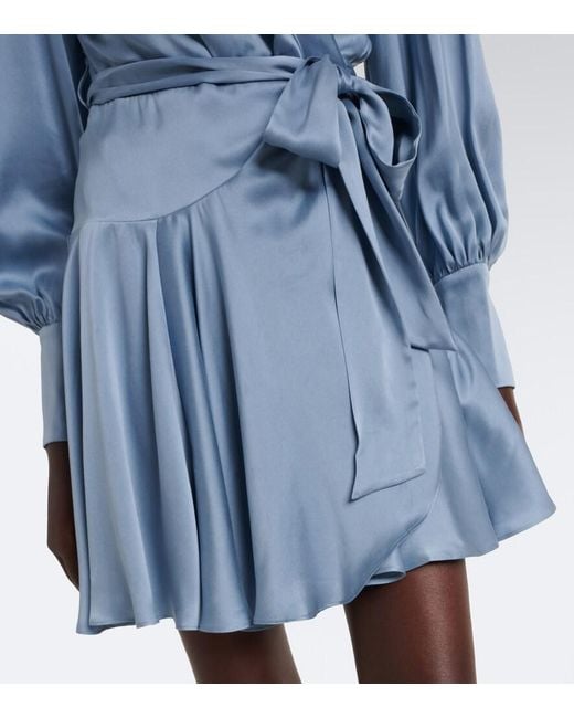 Zimmermann Blue Silk Satin Wrap Dress