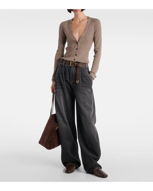 Brunello Cucinelli Brown Cardigan Aus Rippstrick