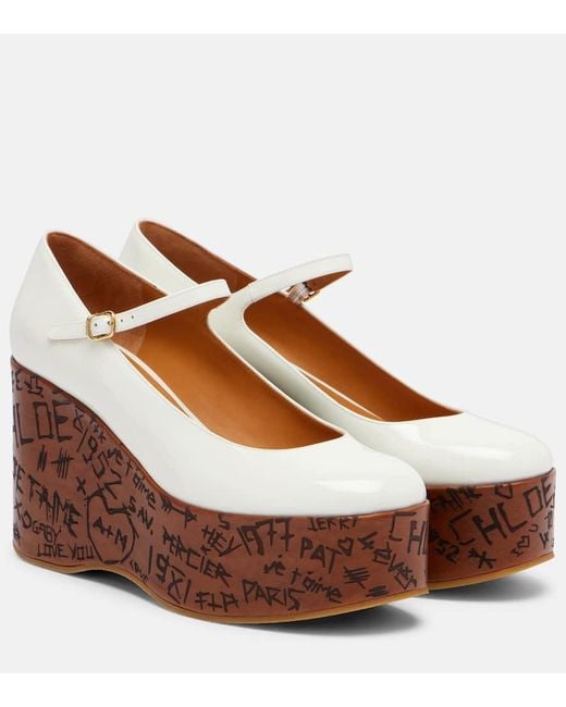 Chloé Brown Wedges Maxime Mary Jane Aus Leder