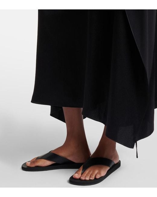 The Row Black Dune Leather Thong Sandals