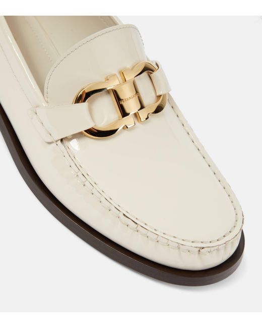 Ferragamo White Maryan Leather Loafers