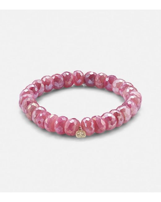 Sydney Evan Pink 14Kt Bracelet With Moonstones And Diamonds