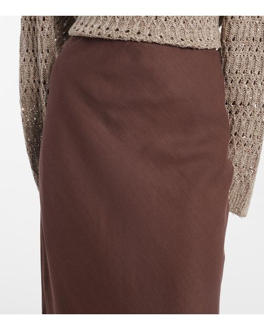 Brunello Cucinelli Brown Twill Maxi Skirt