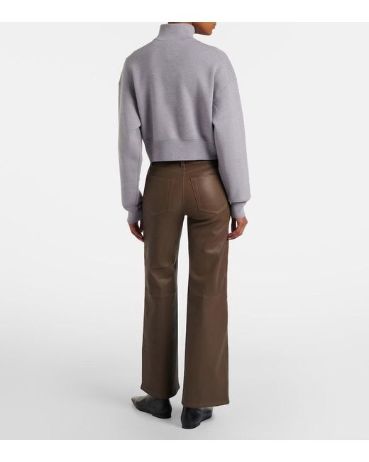 FRAME Brown Le Slim Palazzo Leather Wide-Leg Pants