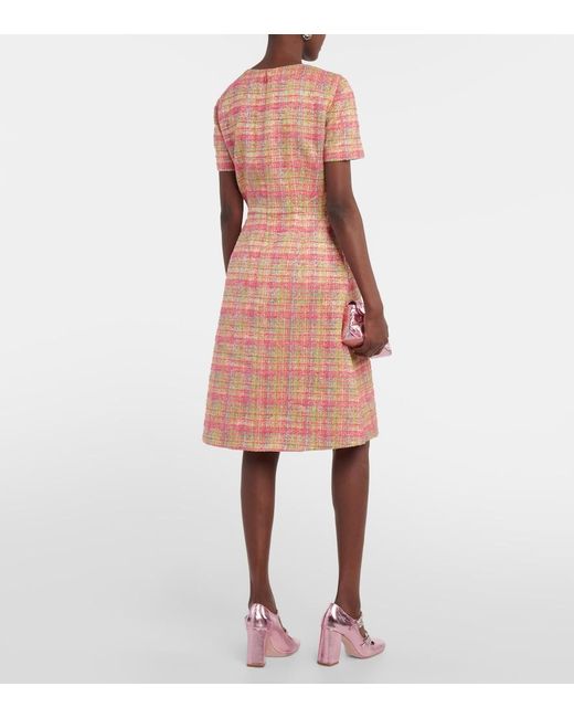Carolina Herrera Pink Checked Midi Dress