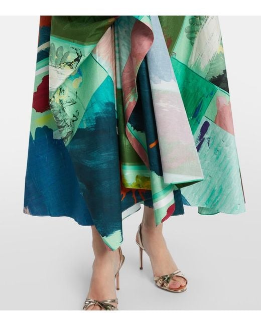 Roksanda Green Nura Bow-Detail Cotton Cocktail Dress